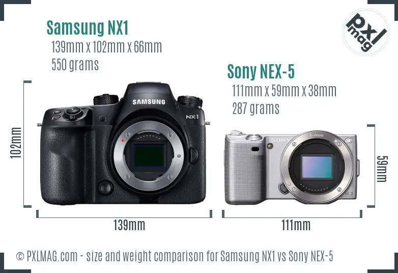 Samsung NX1 vs Sony NEX-5 size comparison
