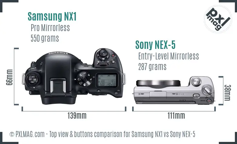 Samsung NX1 vs Sony NEX-5 top view buttons comparison