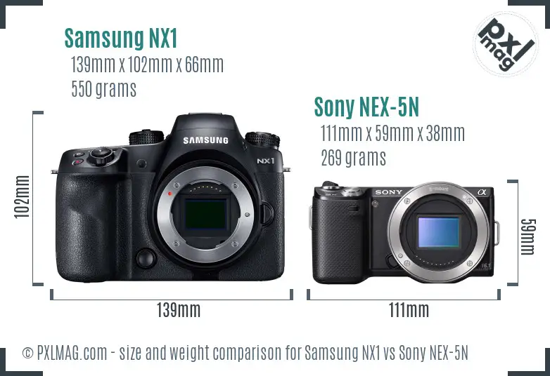 Samsung NX1 vs Sony NEX-5N size comparison