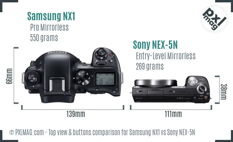 Samsung NX1 vs Sony NEX-5N top view buttons comparison