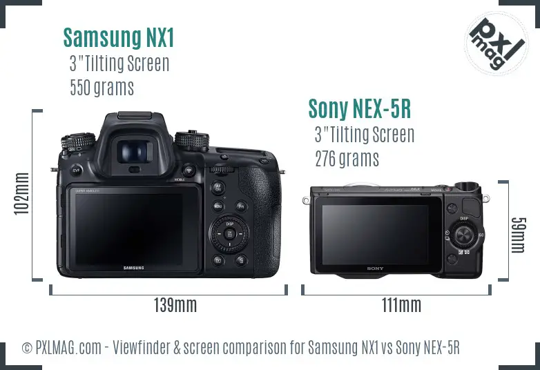 Samsung NX1 vs Sony NEX-5R Screen and Viewfinder comparison