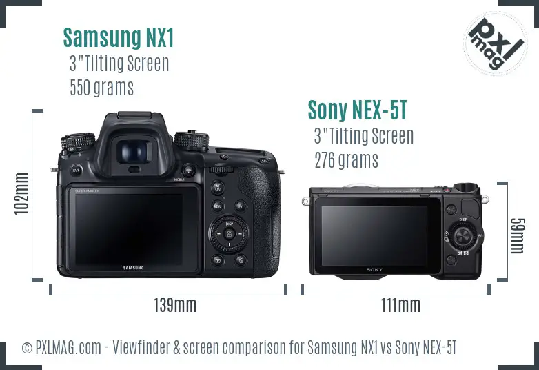 Samsung NX1 vs Sony NEX-5T Screen and Viewfinder comparison
