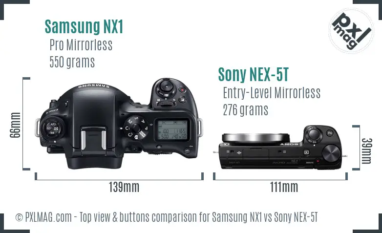 Samsung NX1 vs Sony NEX-5T top view buttons comparison