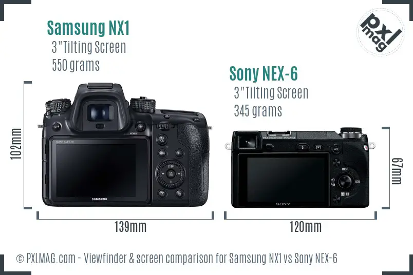 Samsung NX1 vs Sony NEX-6 Screen and Viewfinder comparison