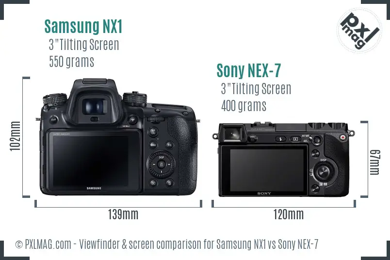 Samsung NX1 vs Sony NEX-7 Screen and Viewfinder comparison