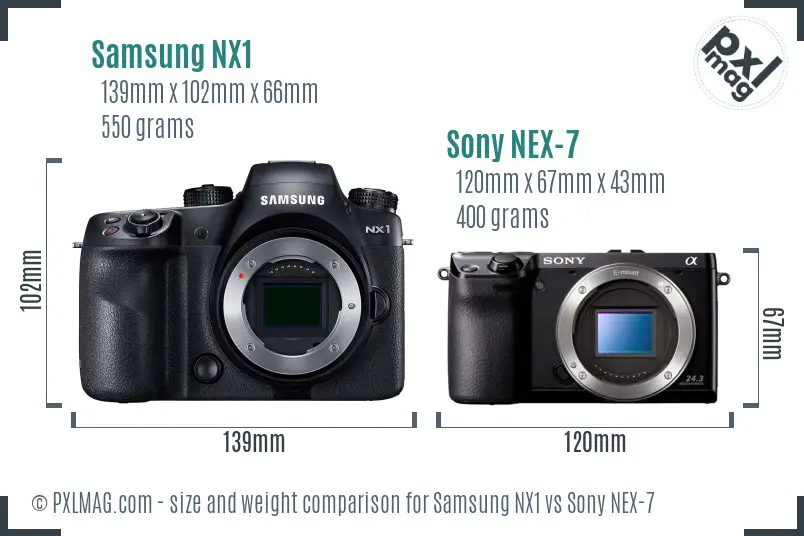Samsung NX1 vs Sony NEX-7 size comparison