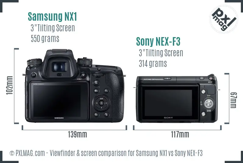 Samsung NX1 vs Sony NEX-F3 Screen and Viewfinder comparison
