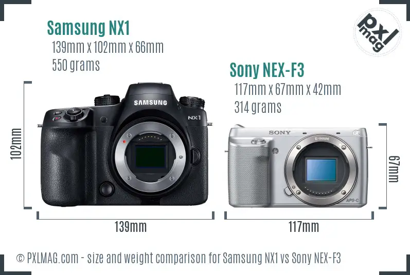 Samsung NX1 vs Sony NEX-F3 size comparison