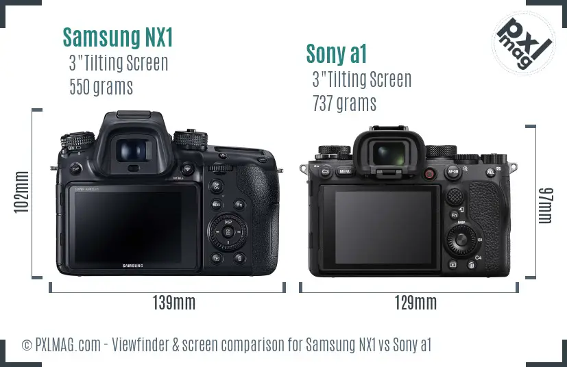 Samsung NX1 vs Sony a1 Screen and Viewfinder comparison