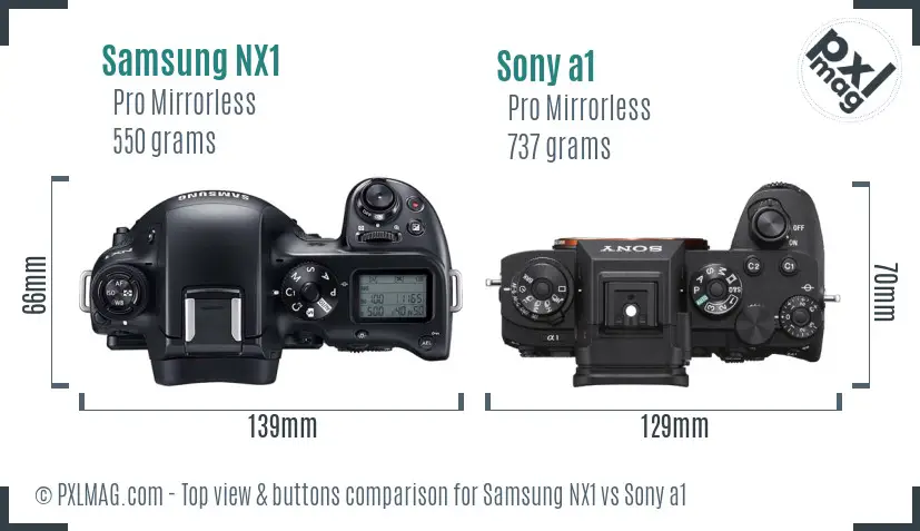 Samsung NX1 vs Sony a1 top view buttons comparison