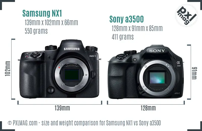 Samsung NX1 vs Sony a3500 size comparison