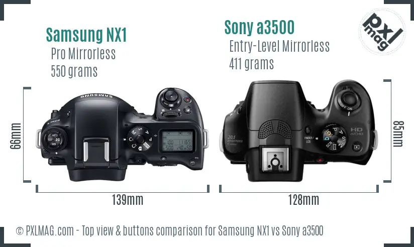 Samsung NX1 vs Sony a3500 top view buttons comparison