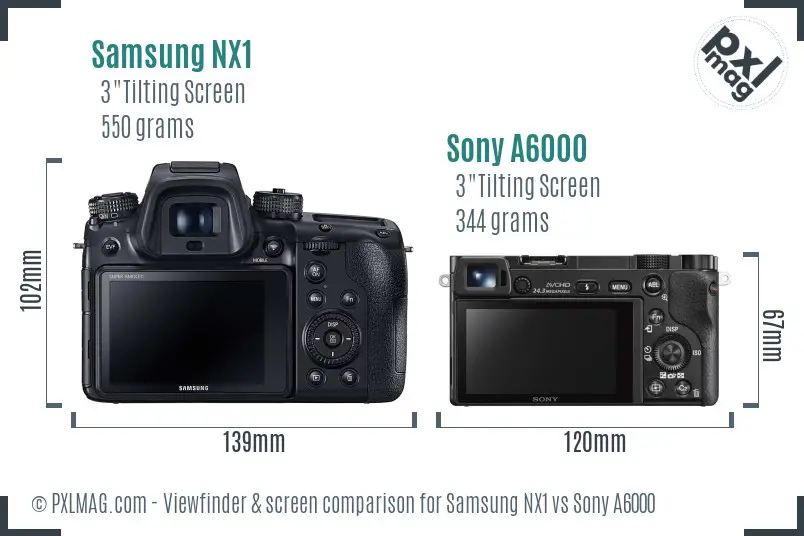 Samsung NX1 vs Sony A6000 Screen and Viewfinder comparison