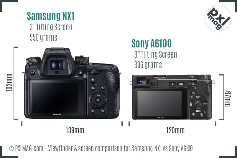 Samsung NX1 vs Sony A6100 Screen and Viewfinder comparison