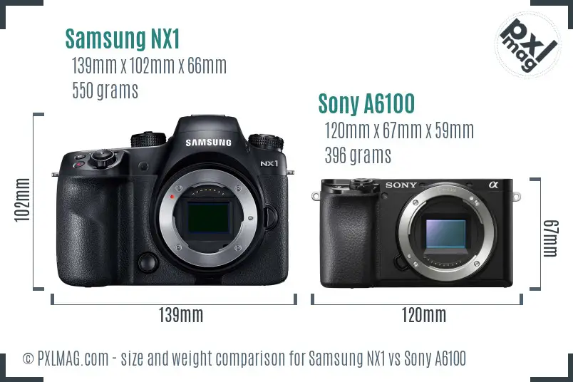 Samsung NX1 vs Sony A6100 size comparison