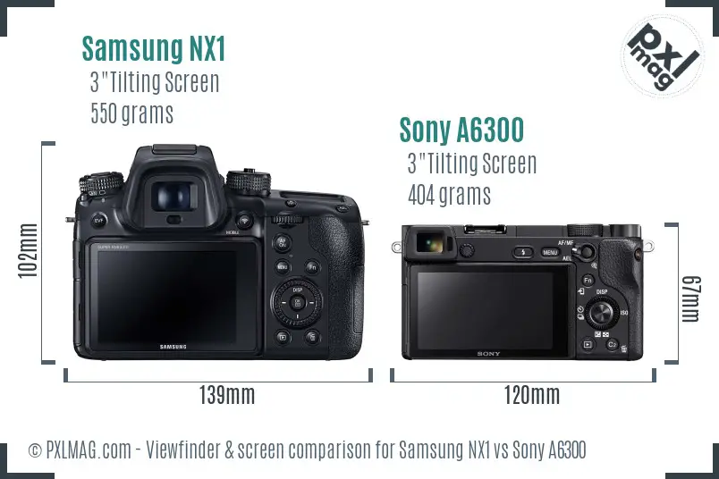 Samsung NX1 vs Sony A6300 Screen and Viewfinder comparison