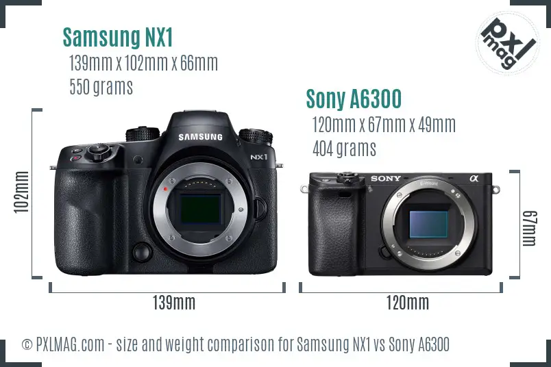 Samsung NX1 vs Sony A6300 size comparison