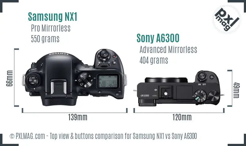 Samsung NX1 vs Sony A6300 top view buttons comparison
