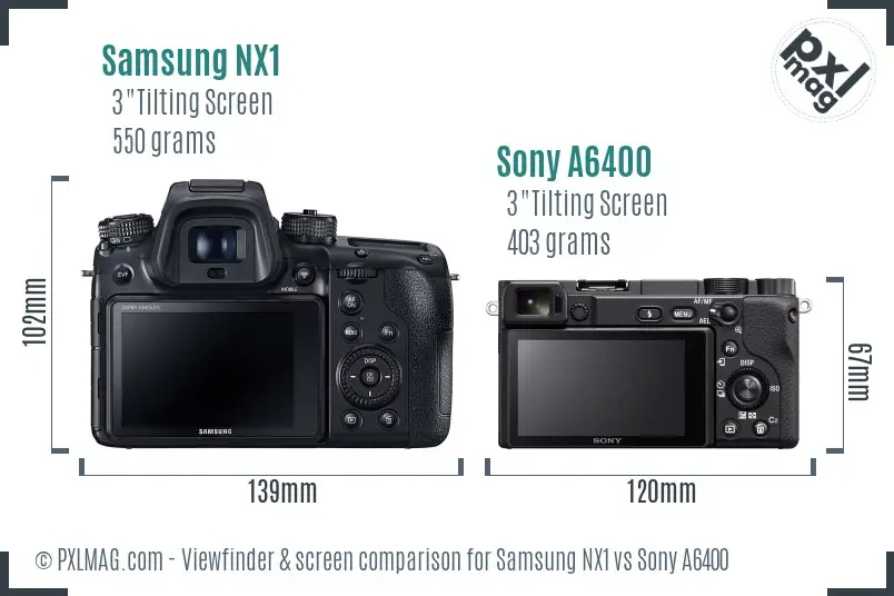 Samsung NX1 vs Sony A6400 Screen and Viewfinder comparison