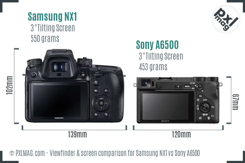 Samsung NX1 vs Sony A6500 Screen and Viewfinder comparison