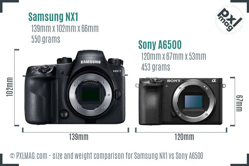 Samsung NX1 vs Sony A6500 size comparison