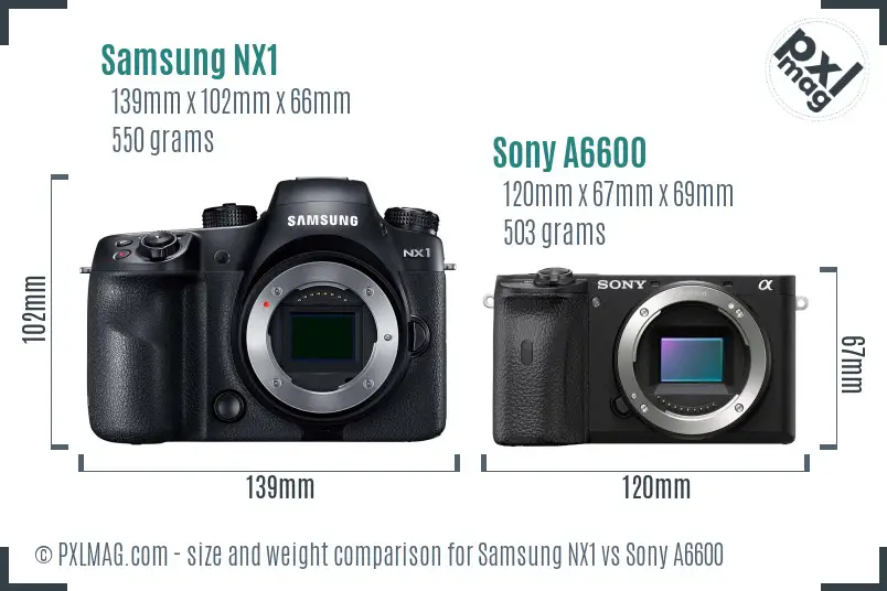 Samsung NX1 vs Sony A6600 size comparison