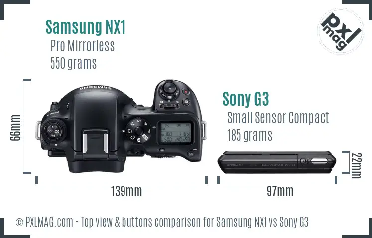 Samsung NX1 vs Sony G3 top view buttons comparison