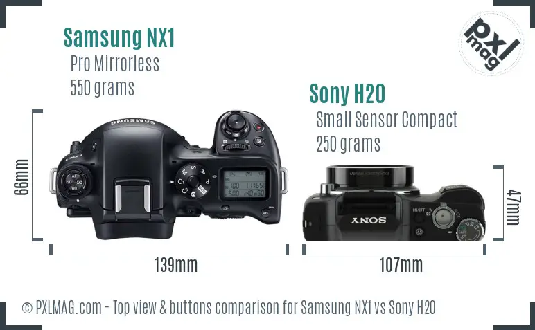 Samsung NX1 vs Sony H20 top view buttons comparison