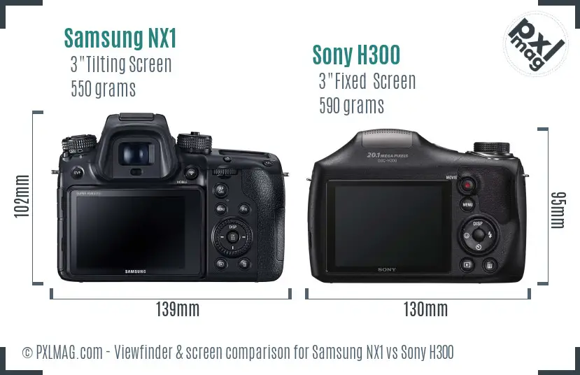 Samsung NX1 vs Sony H300 Screen and Viewfinder comparison