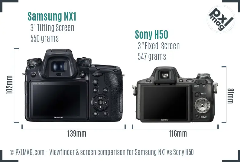 Samsung NX1 vs Sony H50 Screen and Viewfinder comparison