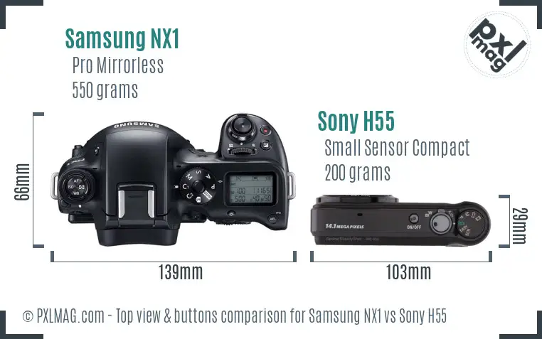 Samsung NX1 vs Sony H55 top view buttons comparison