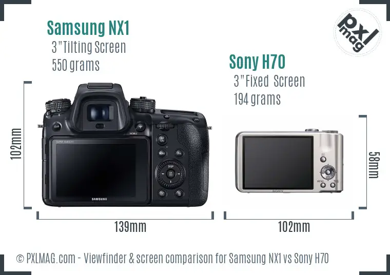 Samsung NX1 vs Sony H70 Screen and Viewfinder comparison