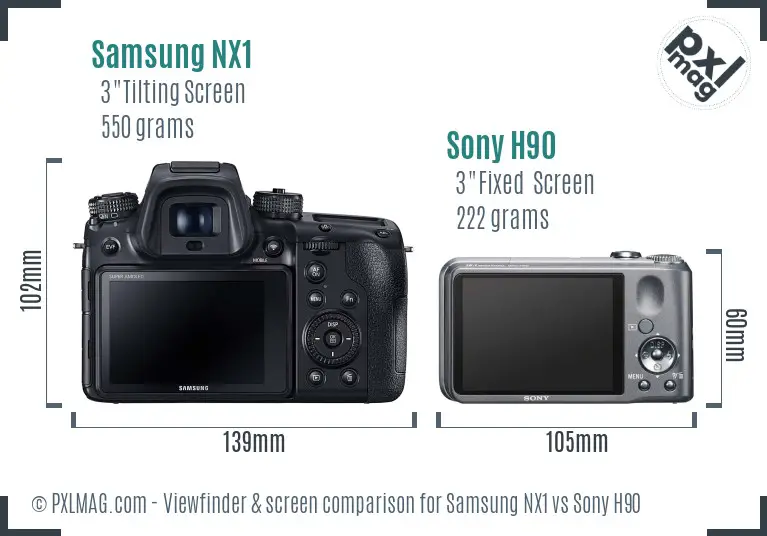 Samsung NX1 vs Sony H90 Screen and Viewfinder comparison