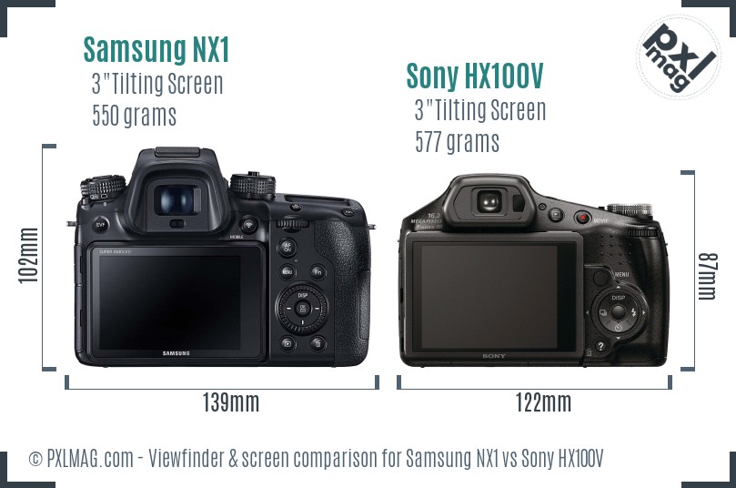 Samsung NX1 vs Sony HX100V Screen and Viewfinder comparison