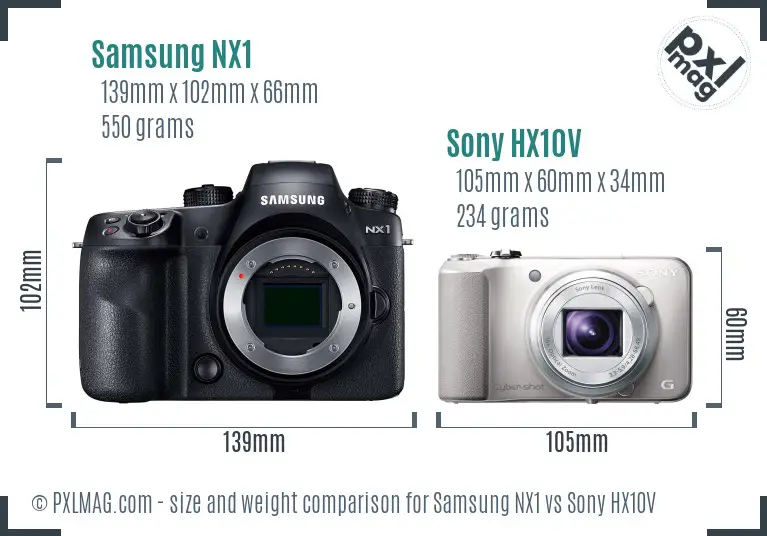 Samsung NX1 vs Sony HX10V size comparison Samsung NX1 vs Sony HX10V size comparison
