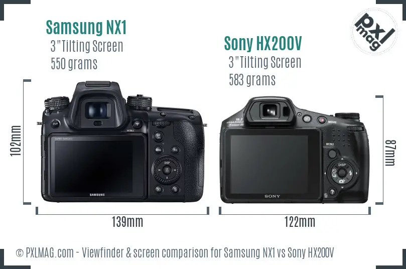 Samsung NX1 vs Sony HX200V Screen and Viewfinder comparison