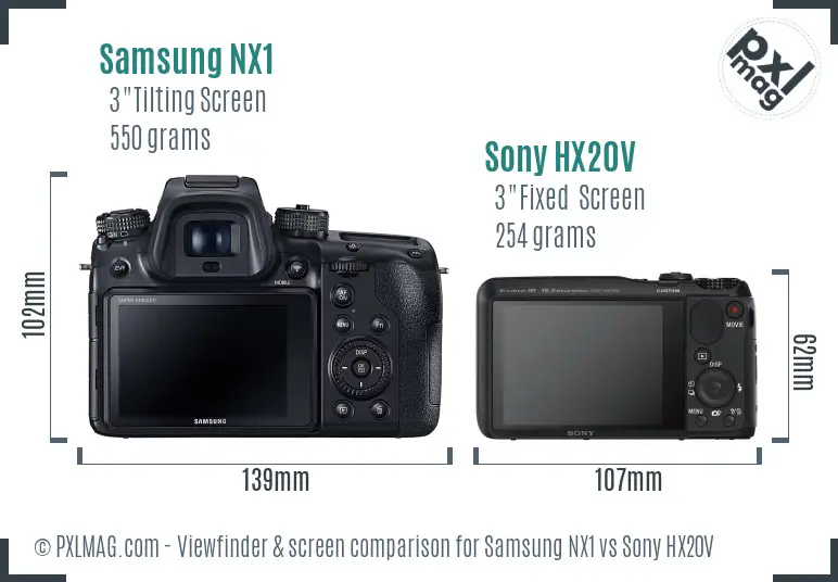 Samsung NX1 vs Sony HX20V Screen and Viewfinder comparison