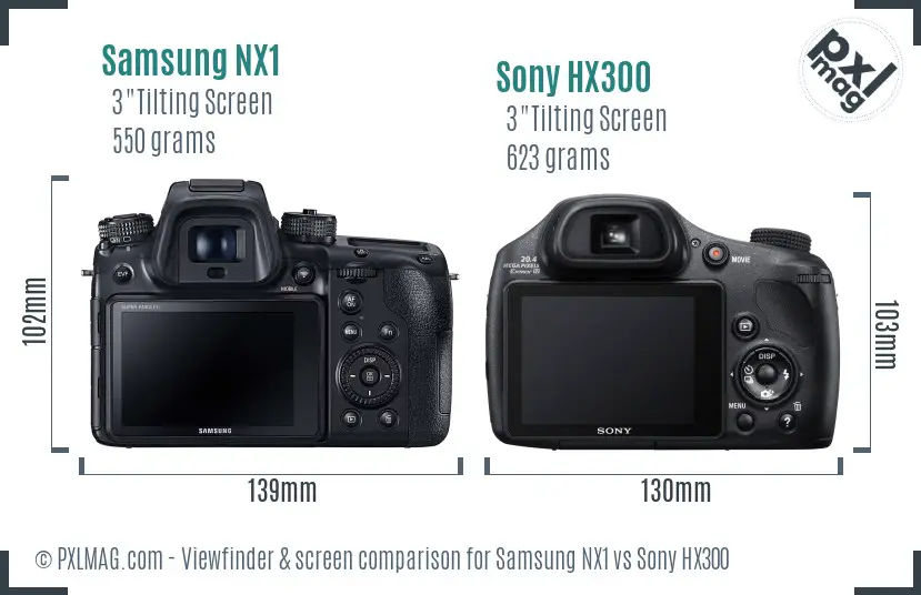 Samsung NX1 vs Sony HX300 Screen and Viewfinder comparison