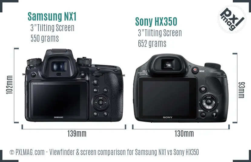 Samsung NX1 vs Sony HX350 Screen and Viewfinder comparison