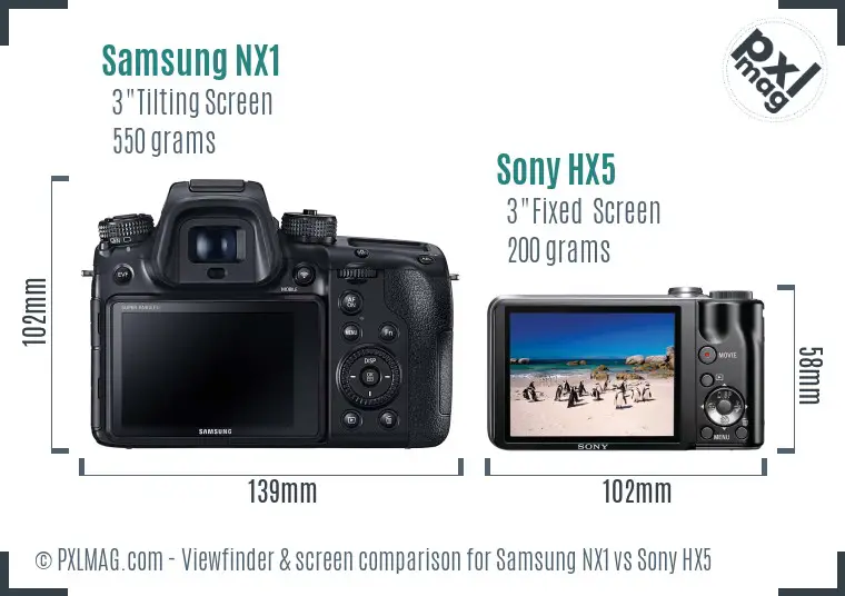 Samsung NX1 vs Sony HX5 Screen and Viewfinder comparison