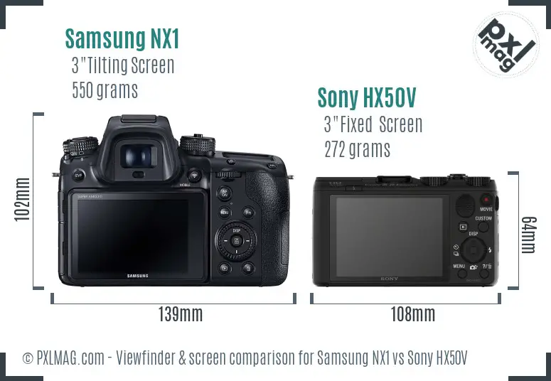 Samsung NX1 vs Sony HX50V Screen and Viewfinder comparison