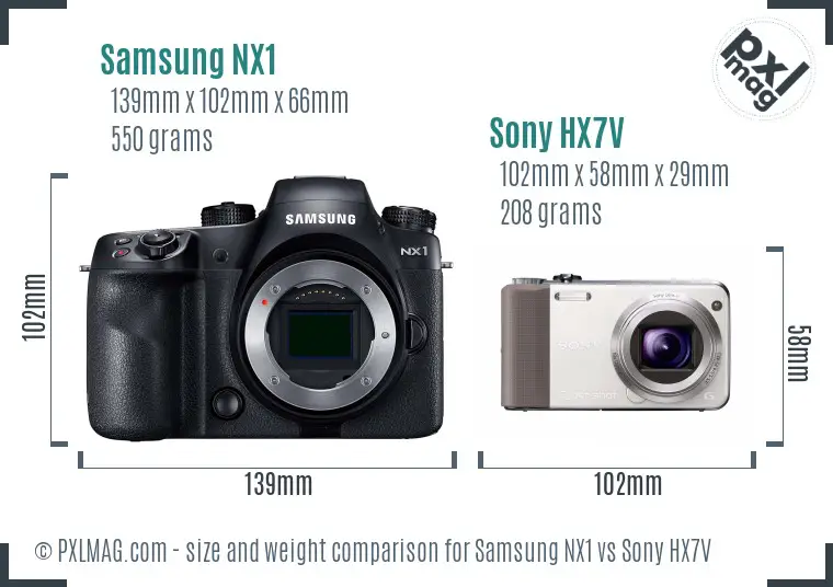 Samsung NX1 vs Sony HX7V size comparison