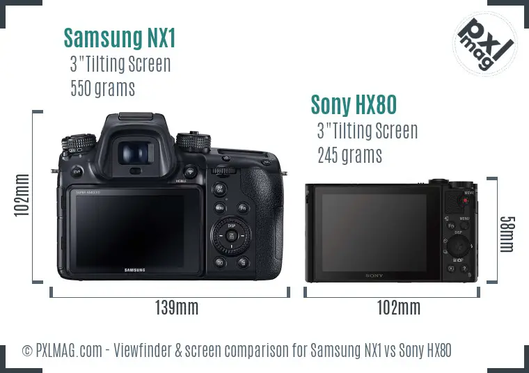 Samsung NX1 vs Sony HX80 Screen and Viewfinder comparison
