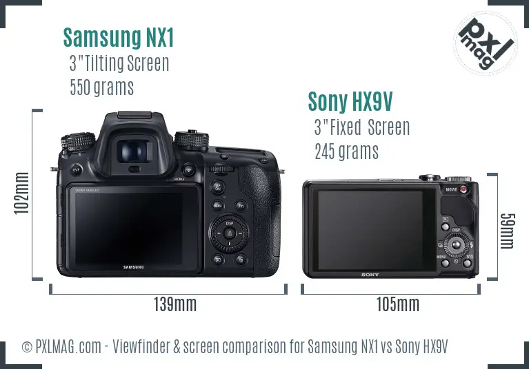 Samsung NX1 vs Sony HX9V Screen and Viewfinder comparison