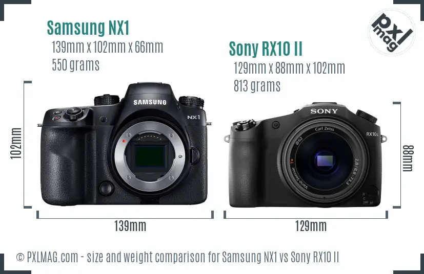 Samsung NX1 vs Sony RX10 II size comparison