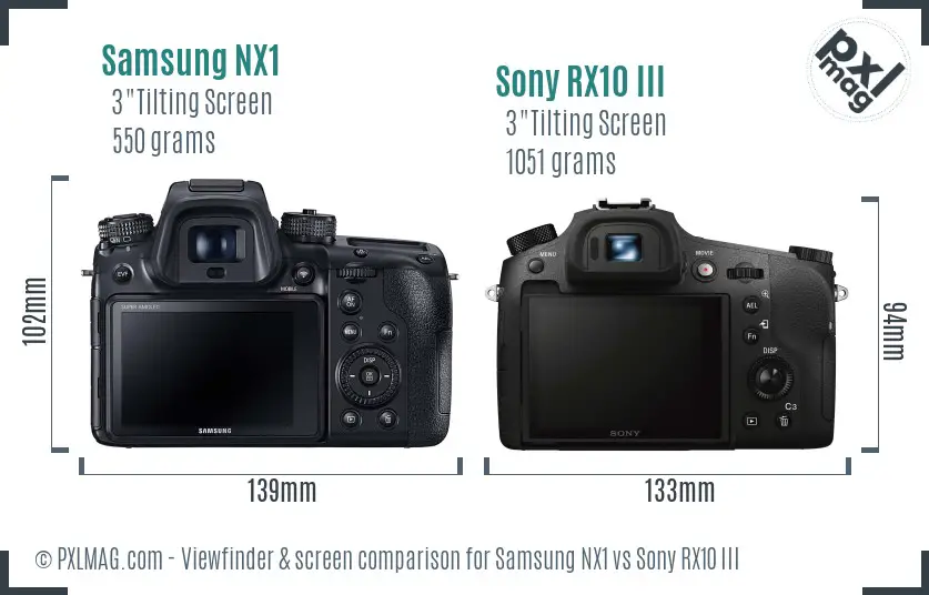 Samsung NX1 vs Sony RX10 III Screen and Viewfinder comparison