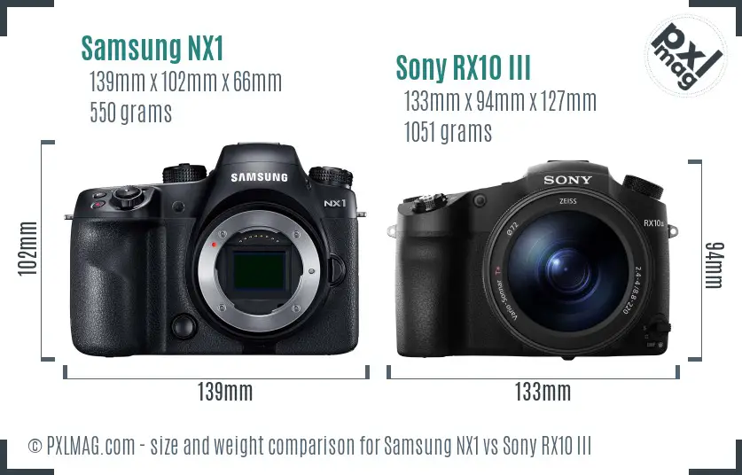 Samsung NX1 vs Sony RX10 III size comparison