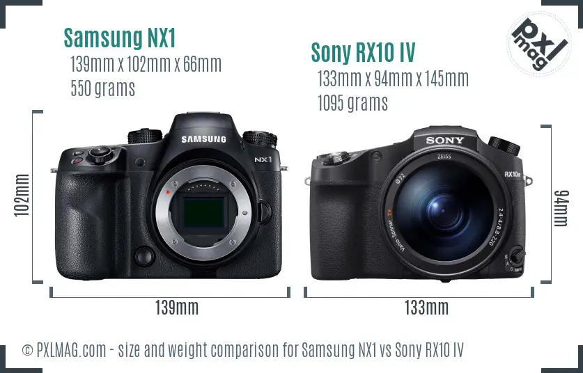 Samsung NX1 vs Sony RX10 IV size comparison