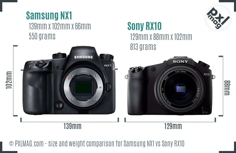 Samsung NX1 vs Sony RX10 size comparison