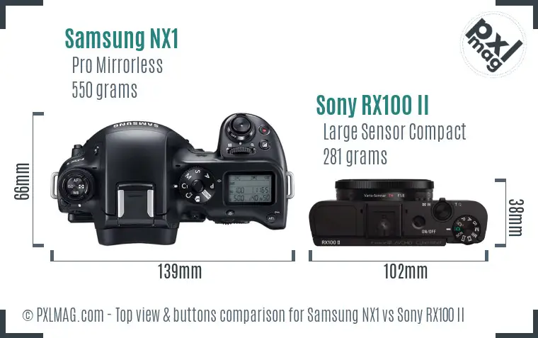 Samsung NX1 vs Sony RX100 II top view buttons comparison